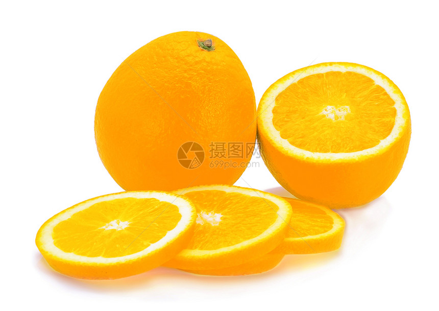 白底孤立的橙色果实