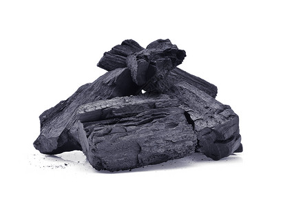 白背景孤立的天然木炭传统或硬矿物高清图片素材