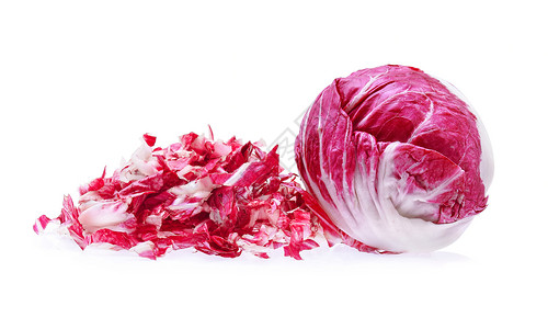 紫色生菜红沙拉白背景的红色沙拉背景