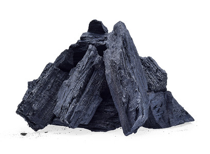 白背景上孤立的木炭排放高清图片素材