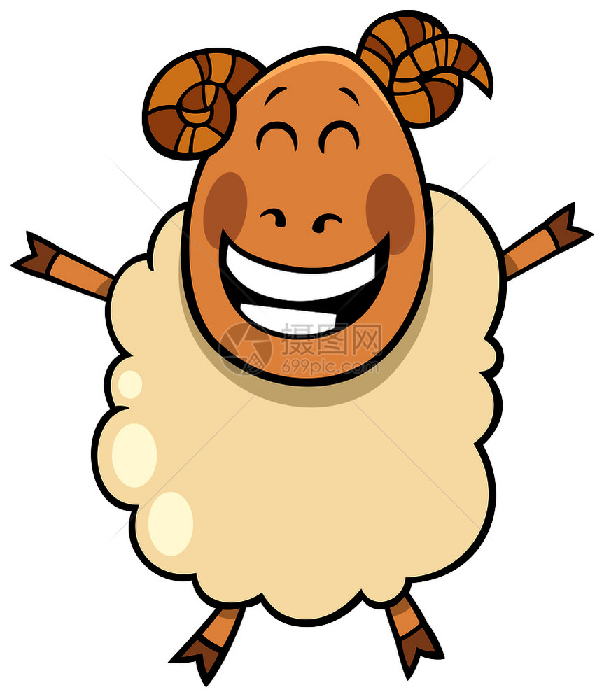 喜悦的山羊农场漫画动物人的插图图片