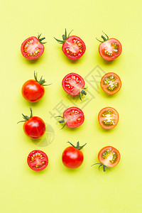 黄色背景上的番茄图片