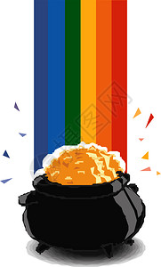配彩虹矢量插图的金锅图片