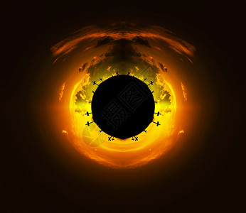 上太阳升起的抽象圆形轮廓图片