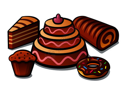 薄饼面包和蛋糕插图图片
