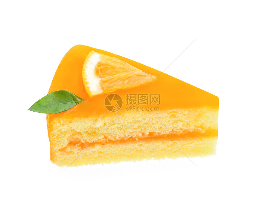 白色背景的橙蛋糕图片