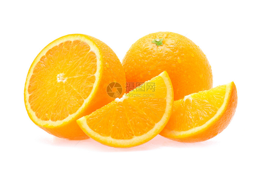 橙色果实白底带水滴图片