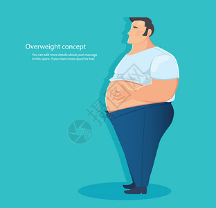 腹部肥胖超重的男人插画
