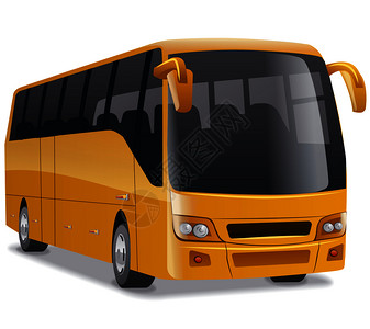 金色的现代舒适城市公交车矢量图背景图片