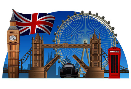 英国伦敦英格兰和隆登城镇的概念说明设计图片
