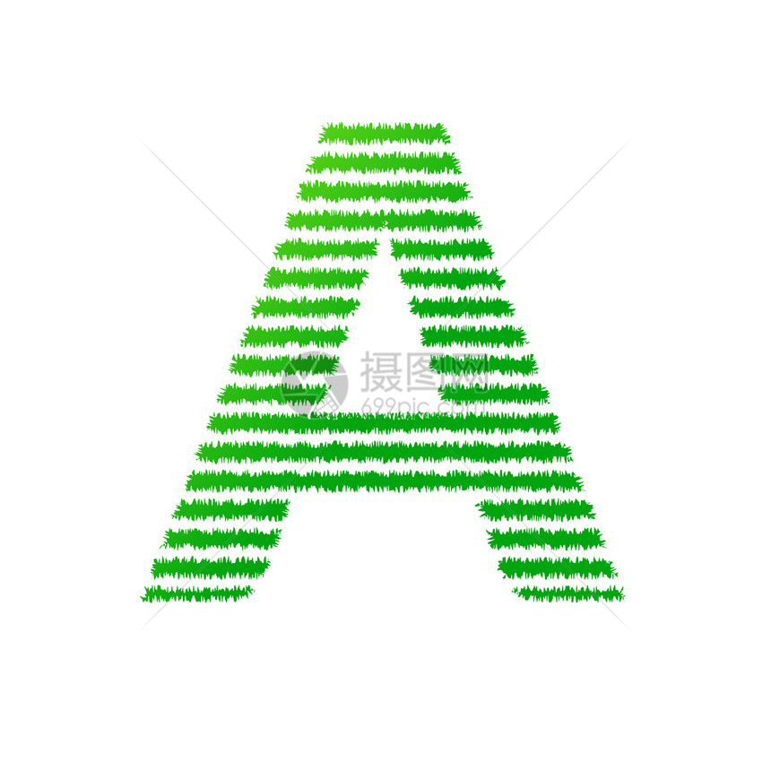 带绿条线向量的首字母a隔离在白色背景上图片