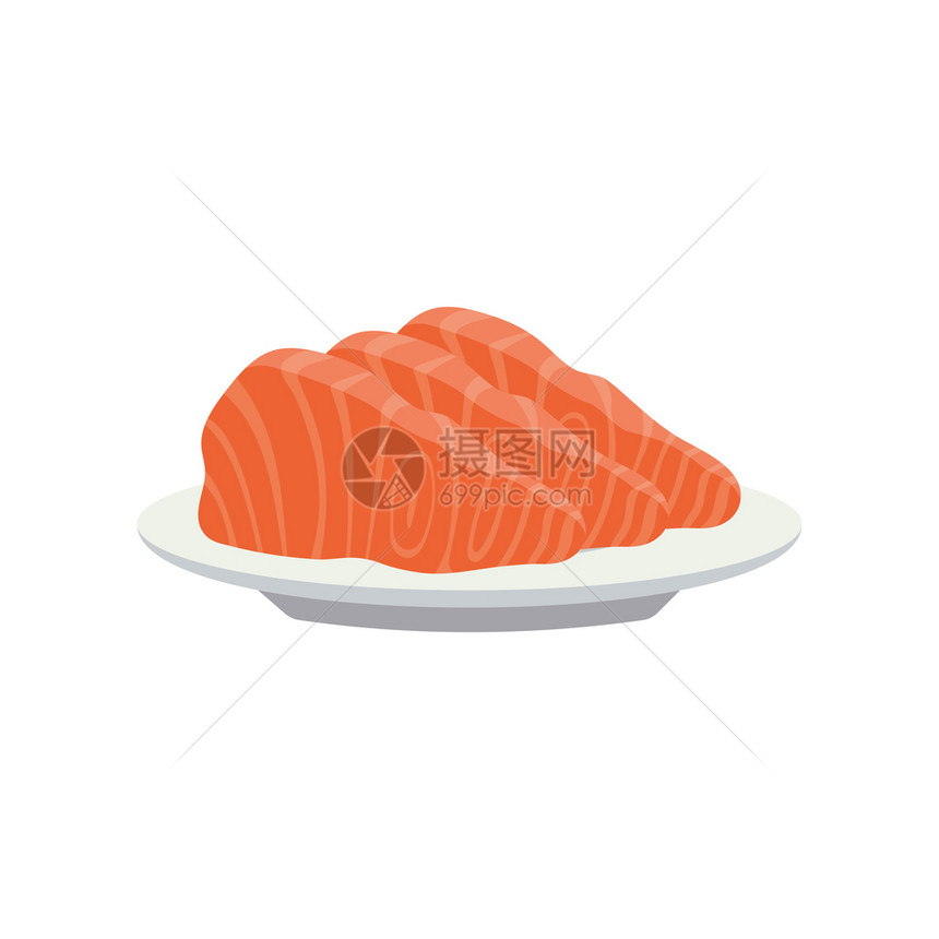 盘子上的三文鱼片图片