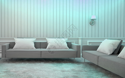 室内设计优雅风格有地毯和灯光蓝色图片