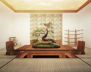 室内设计配有桌子和装饰品的现代客厅背景图片