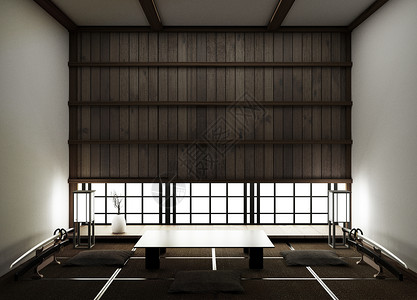 室内设计现代空客厅配有塔米垫和传统日本人3d高清图片