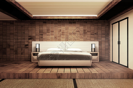 现代日式本卧室模拟设计最美的卧室背景图片