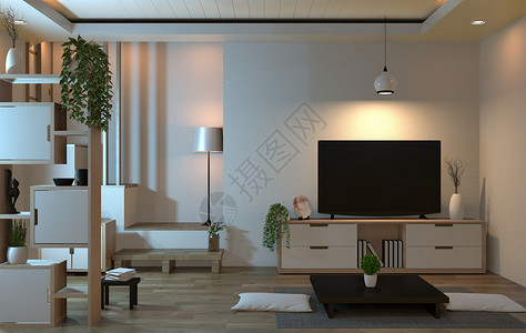室内客厅用智能电视机和装饰用日本文图片