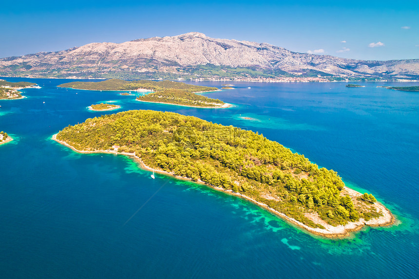 科库拉群岛伏尔尼克南大地区croati的伏尔库拉岛空中航向图片