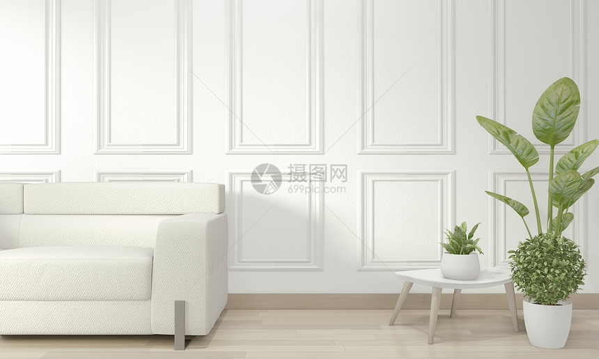 白色现代客厅模拟室内设计图片