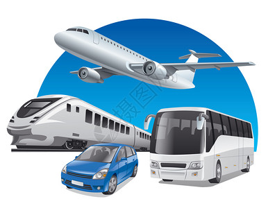 旅行汽车公共飞机运输图示图片