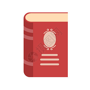 白色库存矢量插图上的扁平风格红书图标背景