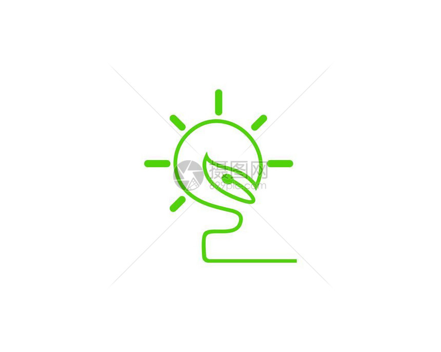 绿色灯泡能源模板概念叶矢量图片