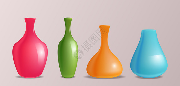 工艺玻璃用于设计和你的创造力符合现实多彩矢量花瓶插画