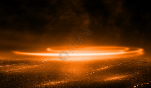 3d以薄雾光速高的橙色制作抽象的黑暗夜创造模糊的室外沥青背景图片