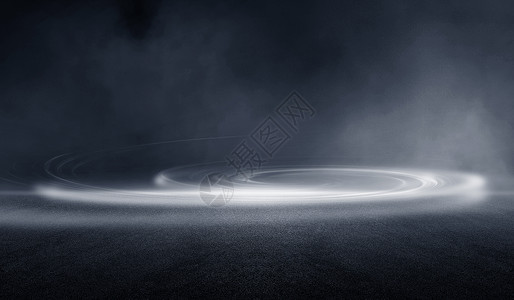 3d以薄雾光速高的3d抽象黑暗夜创意模糊的室外沥青背景图片