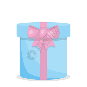 带有粉色弓的可爱卡通蓝色礼物盒情人节的矢量插图图片