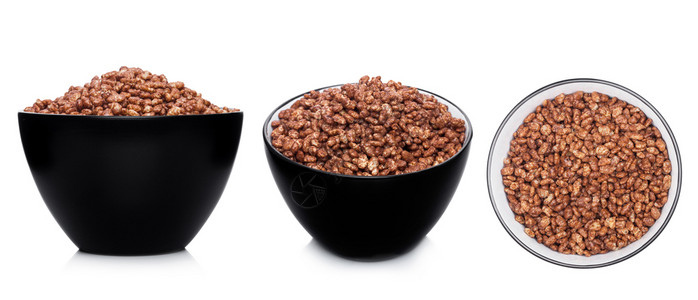 黑色碗白上方有天然机颗粒谷物巧克力片段图片