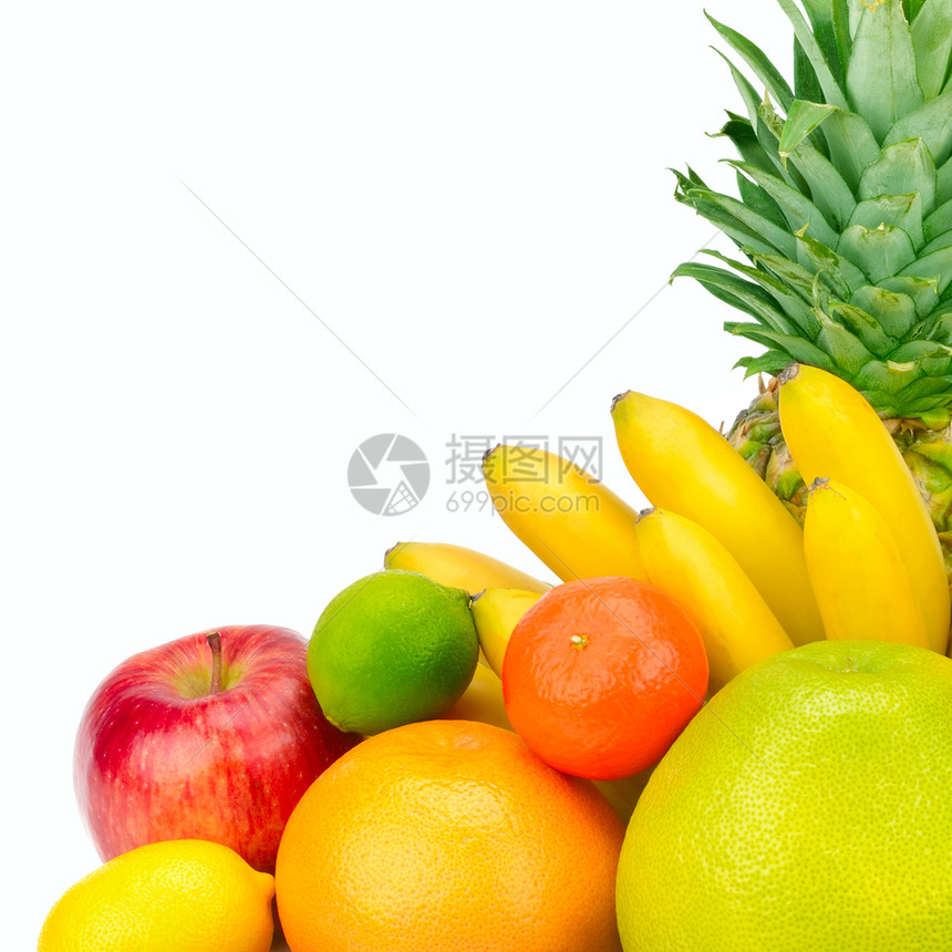 白背景的水果健康食物免费文字空间图片