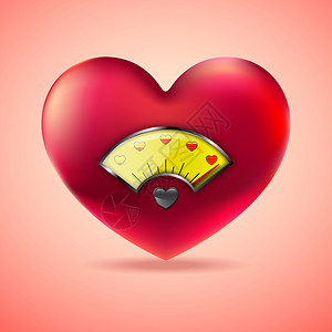 心能量红色心脏配有燃料测量仪爱心指标测量的图矢插插画