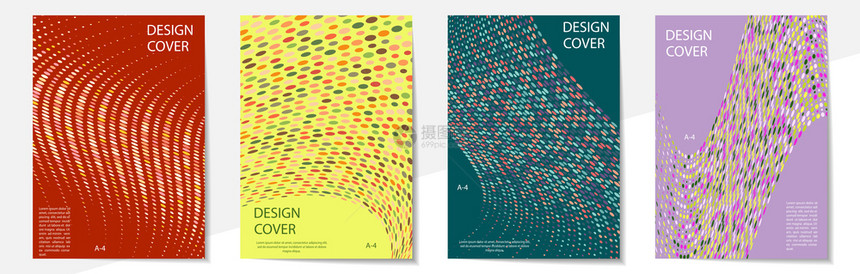 几何覆盖设计模板a4格式书籍杂志笔记本专辑小册子平板设计现代颜色的一套可编辑版面布局图片