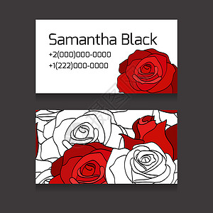 玫瑰线禁止进入双面bissness卡涂有白色和红色玫瑰适合您的业务双面白玫瑰和红玫瑰背景