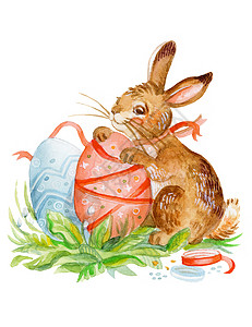 水彩兔子背景图片