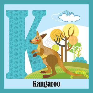 大写字母K开头的动物袋鼠装饰性的高清图片素材
