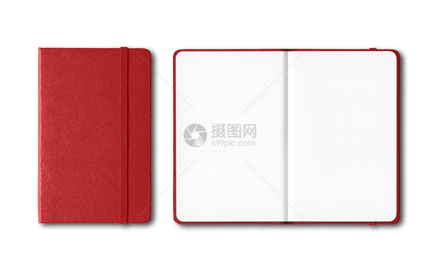 暗红色封闭和开放的笔记本模型孤立的白色暗红色封闭和开放的笔记本隔离在白色上图片