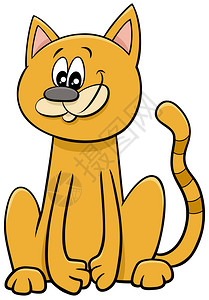 滑稽黄猫或小漫画动物人的插图背景图片