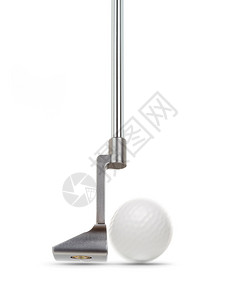高尔夫球俱乐部的脚趾与高尔夫球隔离在白色背景图片