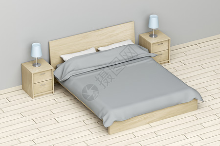 现代卧室有王后大小的床和夜柜背景图片