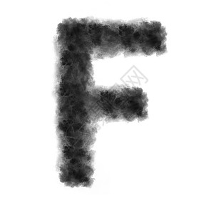 字母f由黑云或白色背景的烟雾制成有复空间不会变换由白色背景的黑云制成背景图片