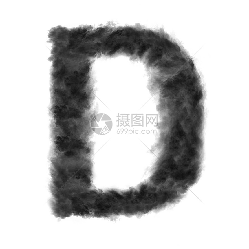 d字母用黑云或白色背景的烟雾制成有复空间不会变换字母用白色背景的黑云制成图片