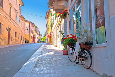 布吉多彩的老街镇伊斯里亚地区croati背景图片