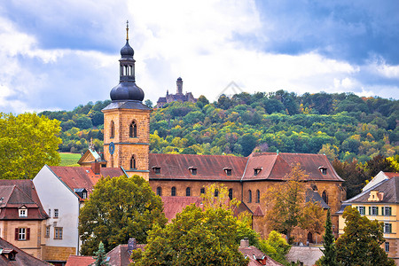 阿尔滕贝格从麦克海尔斯堡到著名的地标上层法语巴伐利亚地区德国的巴姆贝格全景镇背景