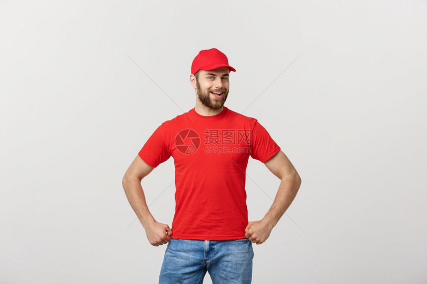 身穿红色制服的送货员身穿红色制服白衣的送货员身穿红色图片