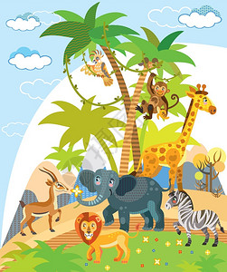 动物长颈鹿元素卡通可爱的动物插画