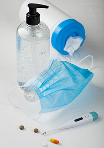 防腐蚀胶酒精手巾温度计和药丸防止冠状细菌和的最好保护图片