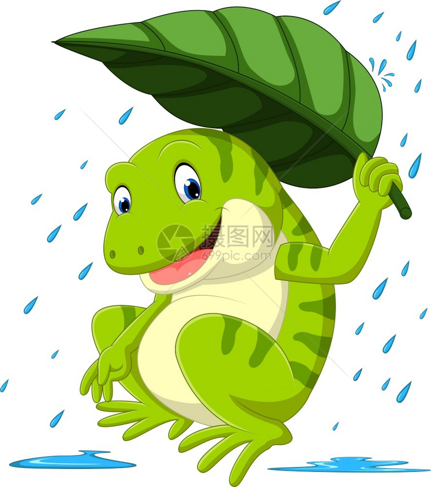 下雨打伞的青蛙图片