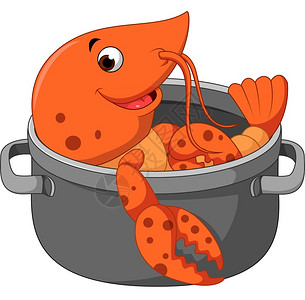 卡通龙虾在锅里图片